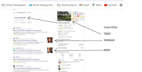 Google Search Page Shows Several Liana Urfer MD Photos.
Did I do this correctly?
Rafe Padgett?