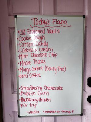 6/25/25 The day's flavors available.