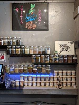 All the teas. Selection for days and great conversations at twisted root. Come in today!