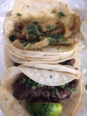 Chicharron and Barbacoa tacos. Highly recommend!
