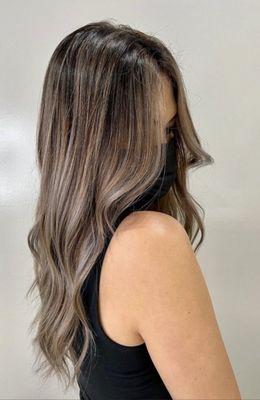 Light Bronde balayage with shadow root melt