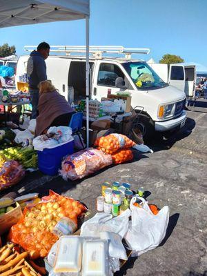 This is the Flea Market Lady, her and her husband haul wagons loaded with food from Saint Anthony dining room To Sell at The Flea Market.