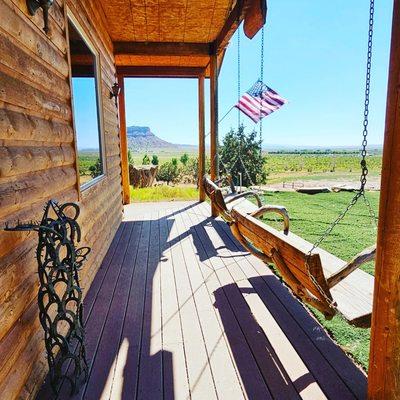 The deck and view around Grandpa's Cabin