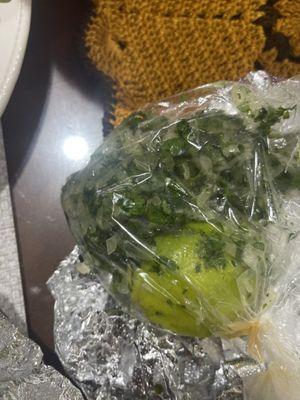 Slimy onion and cilantro