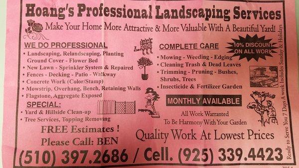 Hoang's Professional Landscaping Services