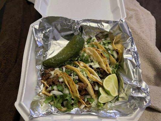 Hubby wanted a burrito again so today I got Carne Asada Tacos. They are so flavorful!