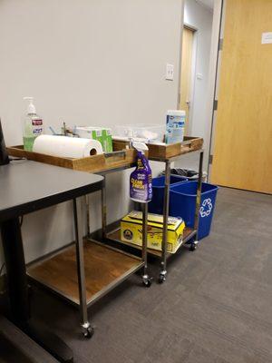 Cleaning supplies in each room