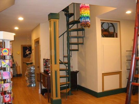 Stairs leading to viewing tower.