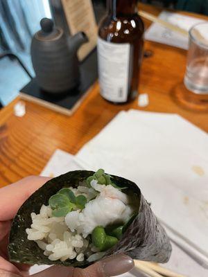 Sweet shrimp hand roll