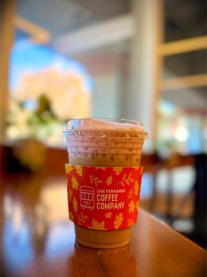 Seasonal iced pistachio latte with strawberry cold foam - I enjoyed it but would like the flavors to be a bit stronger