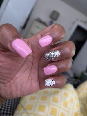 Acrylic fill in with gel polish and design