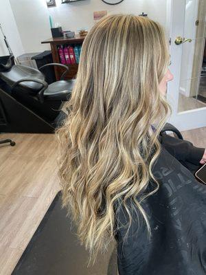 Partial highlight, wash, and curl.