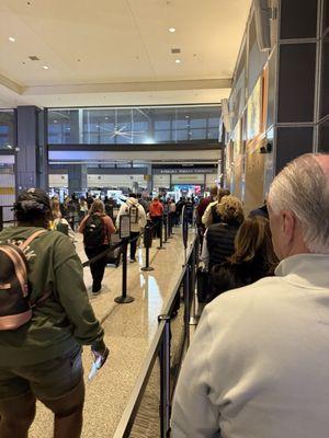 Clear line super long and stagnant...next to the TSA Pre-Check.