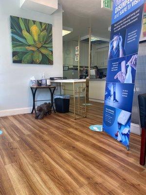 Check in area and temperature check.