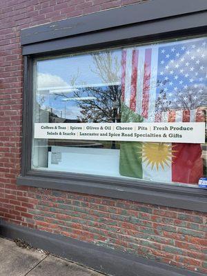 This is the front window of the market.