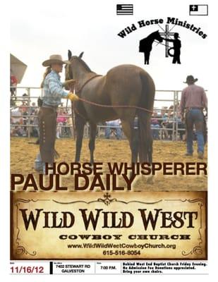 Paul Daily's "Round Pen of Life" was our first big event. Our filly Summer, the student, & the audience. Great correlation's!