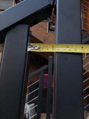 2" at the top; 3" at the bottom.