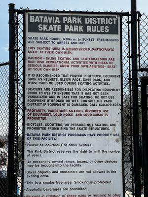 Skate park rules