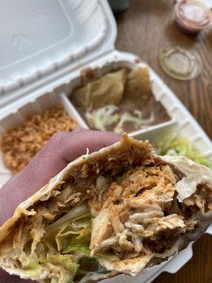 Chicken burrito dinner