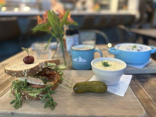 Salmon BLT with grits.