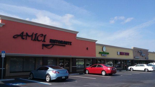 We are located in the Village Plaza..strip mall that Amici Restaurent and Clipper Barber shop..clock watch fitness..Sahara..La posh in Middl