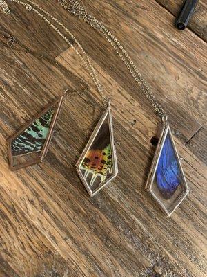 Butterfly wing pendants. Beautiful, unique, humanely harvested.