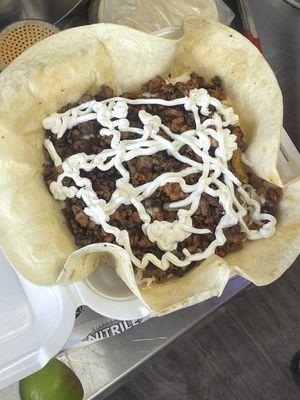 Burrito before the lettuce