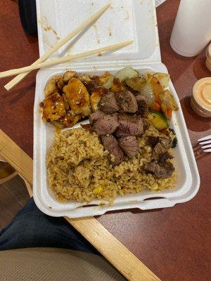 Chicken and steak hibachi