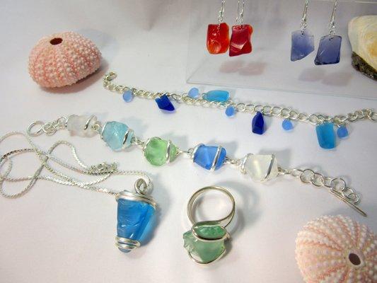 Beach glass jewelry from locally sourced beach glass
