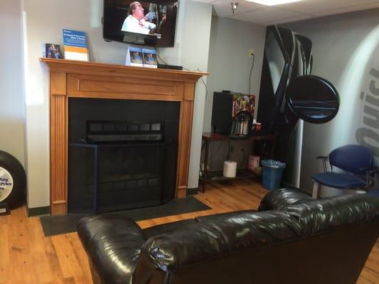 Nice warm and cozy waiting area.