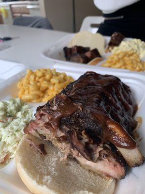 Front: Baby Back Rib Platter with Coleslaw and Max and Cheese