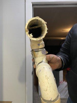 He also found this nail on the pipes, that were there after the remodeling.