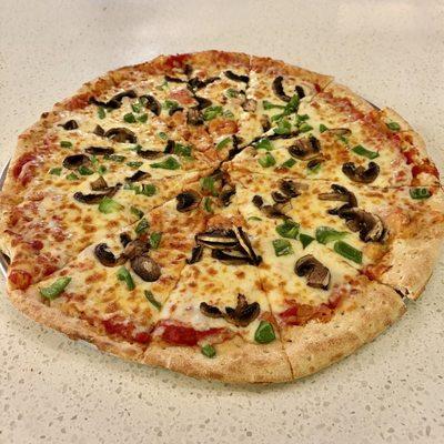 Regular Large 12 Cut Pizza with mushrooms and green peppers