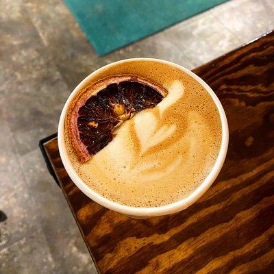 Tamarind & blood orange CBD latte