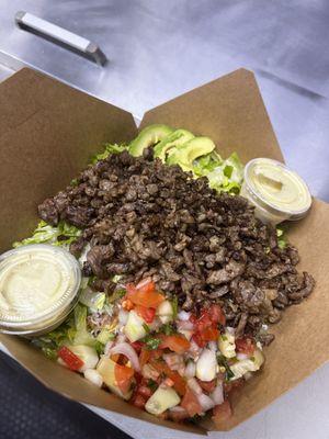 It's a huge beef bowl that you can make up to three meals with