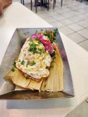 birria tamale with egg