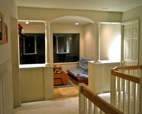 View from stairs to New Family Room