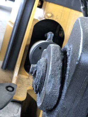 just painted the color very used old forklift