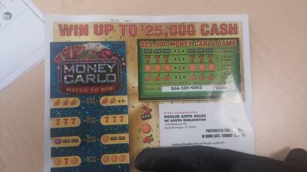 This is a picture of the winning ticket sent to me claiming that I had won a $5,000 prize just to get me into the door.