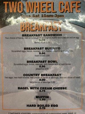 Breakfast Menu