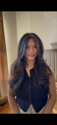 Layered haircut + blowout