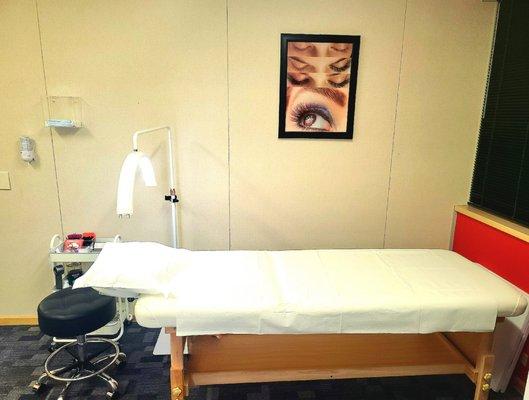Eyelash extension treatment room.
