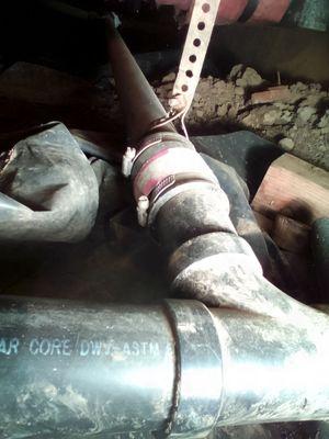 Replacing old galvanized drain lines with New abs drain pipe in crawl space.