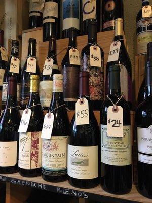 I love how all the wine bottles have price tags on them, makes it easy to know how much it is!