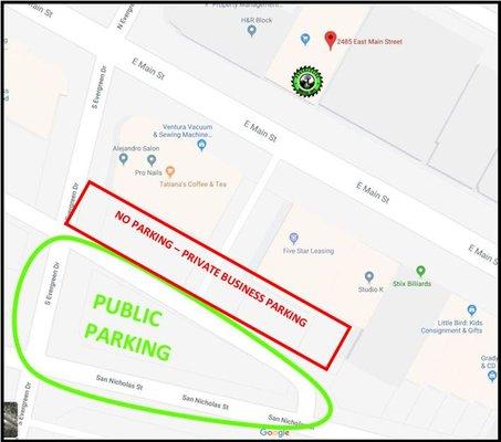 There is street parking or a public lot right across the street!