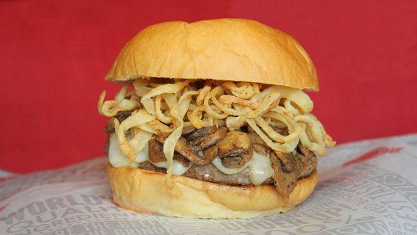Our Dirty Mushroom Burger with Sauteed Umami Seasoned Mushrooms!