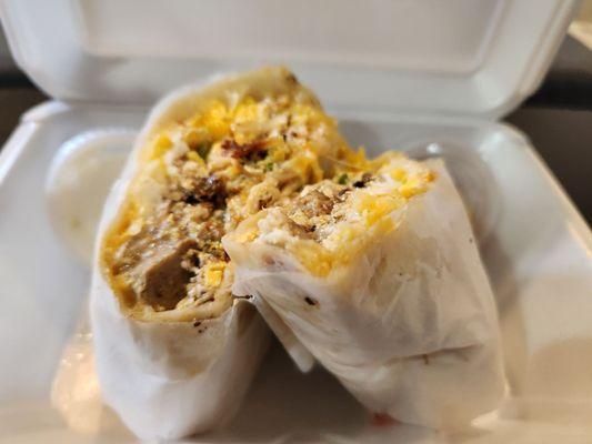 Turkey link breakfast burrito