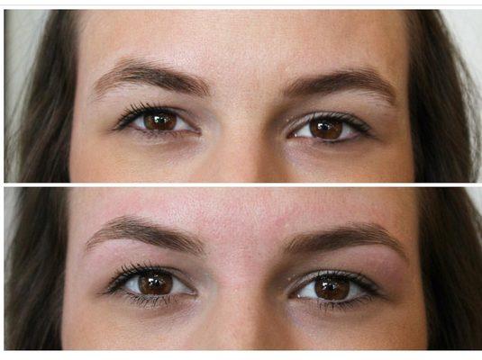 Before and after brow waxing by Rachel