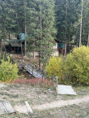 Loving the bridges all over so you have easy access to the pool form your cabin