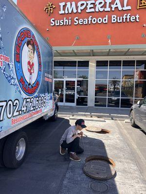 Cleared blockage to grease center interceptor